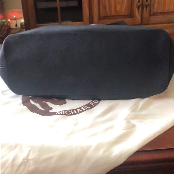 MICHAEL Michael Kors Jet Set Travel Large Saffiano Leather Top-Zip Tote Navy Blu - Picture 10 of 10